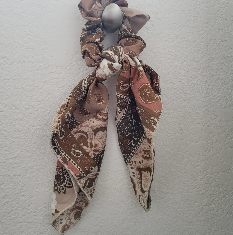 Boho Western Bow Tie Scrunchy Artsy Hair Accessory Gift